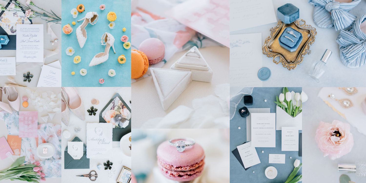 flat lay photos for wedding details utah wedding photographer
