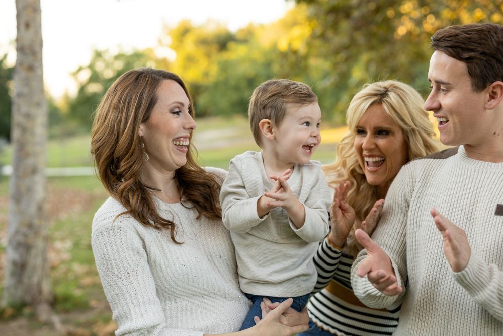 Family photography session Southern California with grown children and grandchild