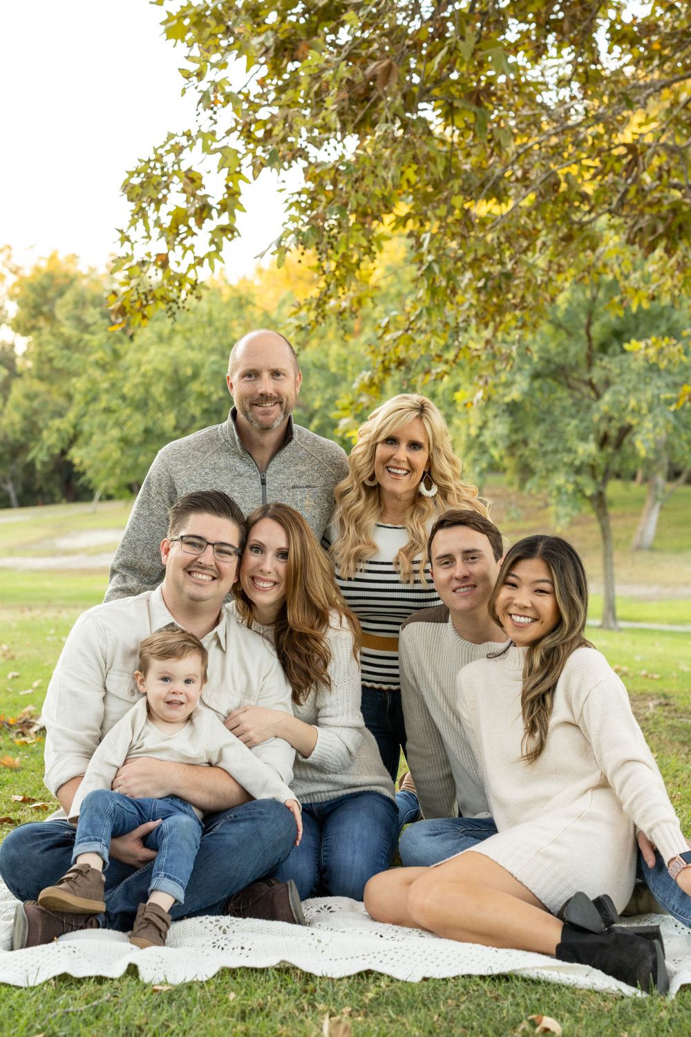 Family photography session Southern California with grown children and grandchild