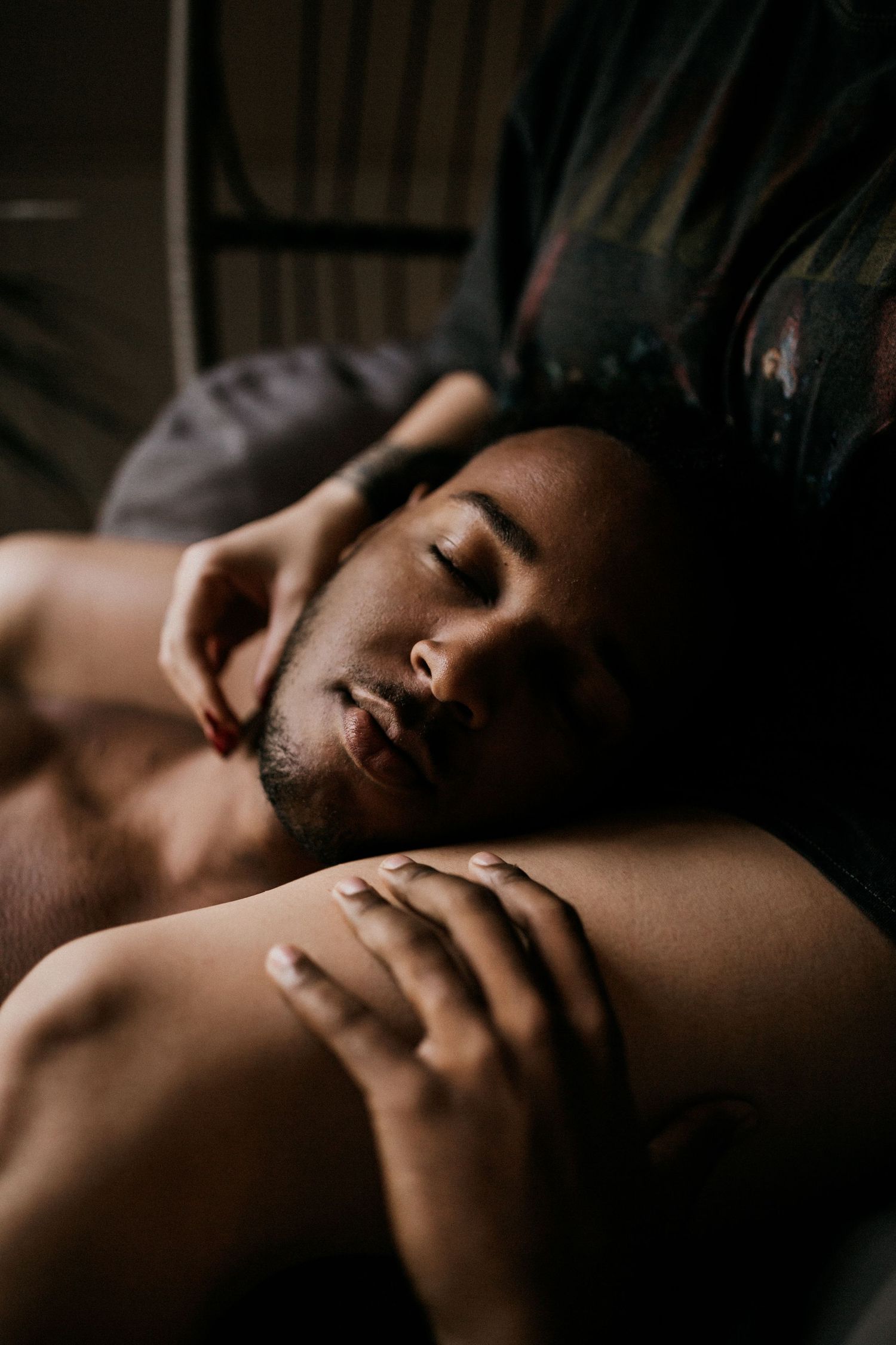 Couples boudoir soft embrace