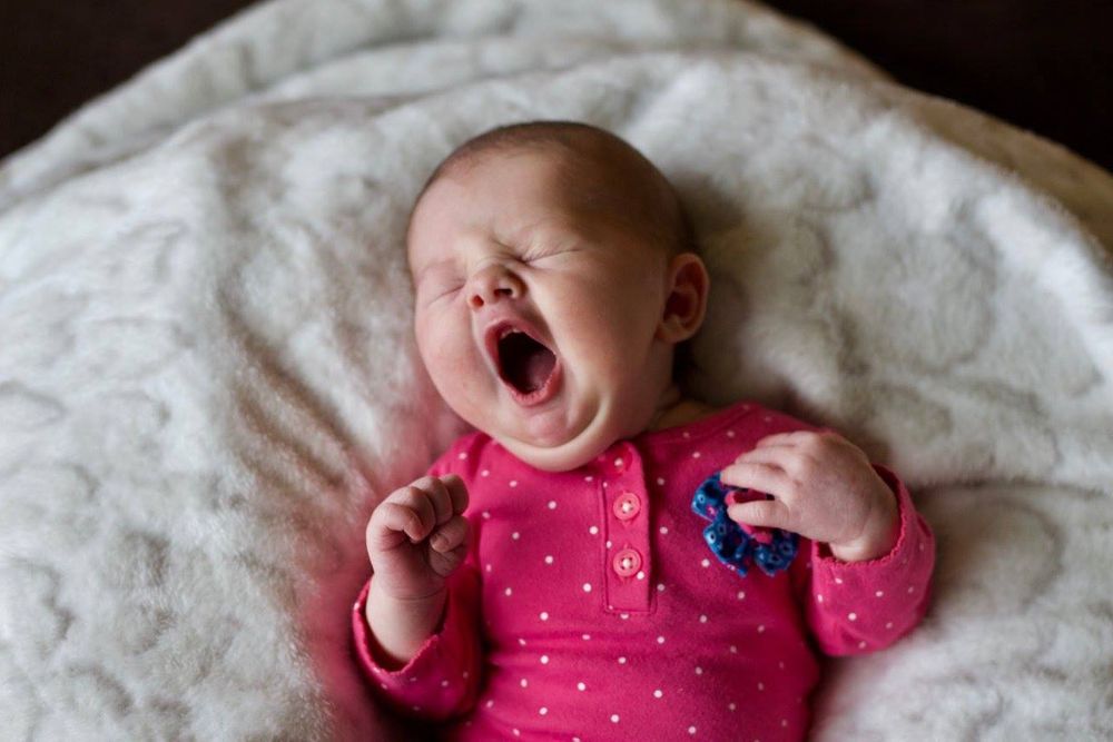 Big baby yawns newborn session Cara Dawn Photography