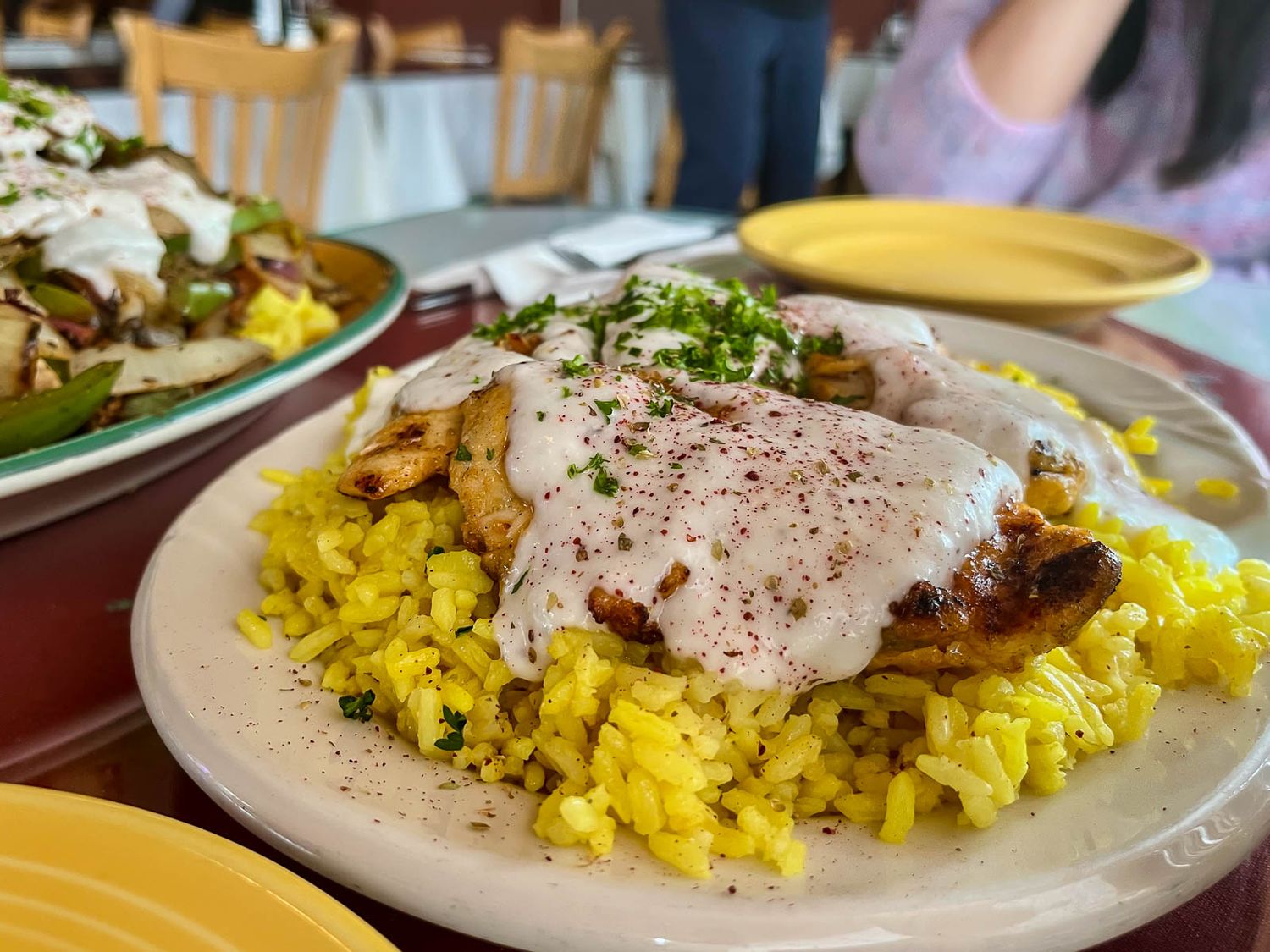 Shish tawook plate at a restaurant in Bellevue.