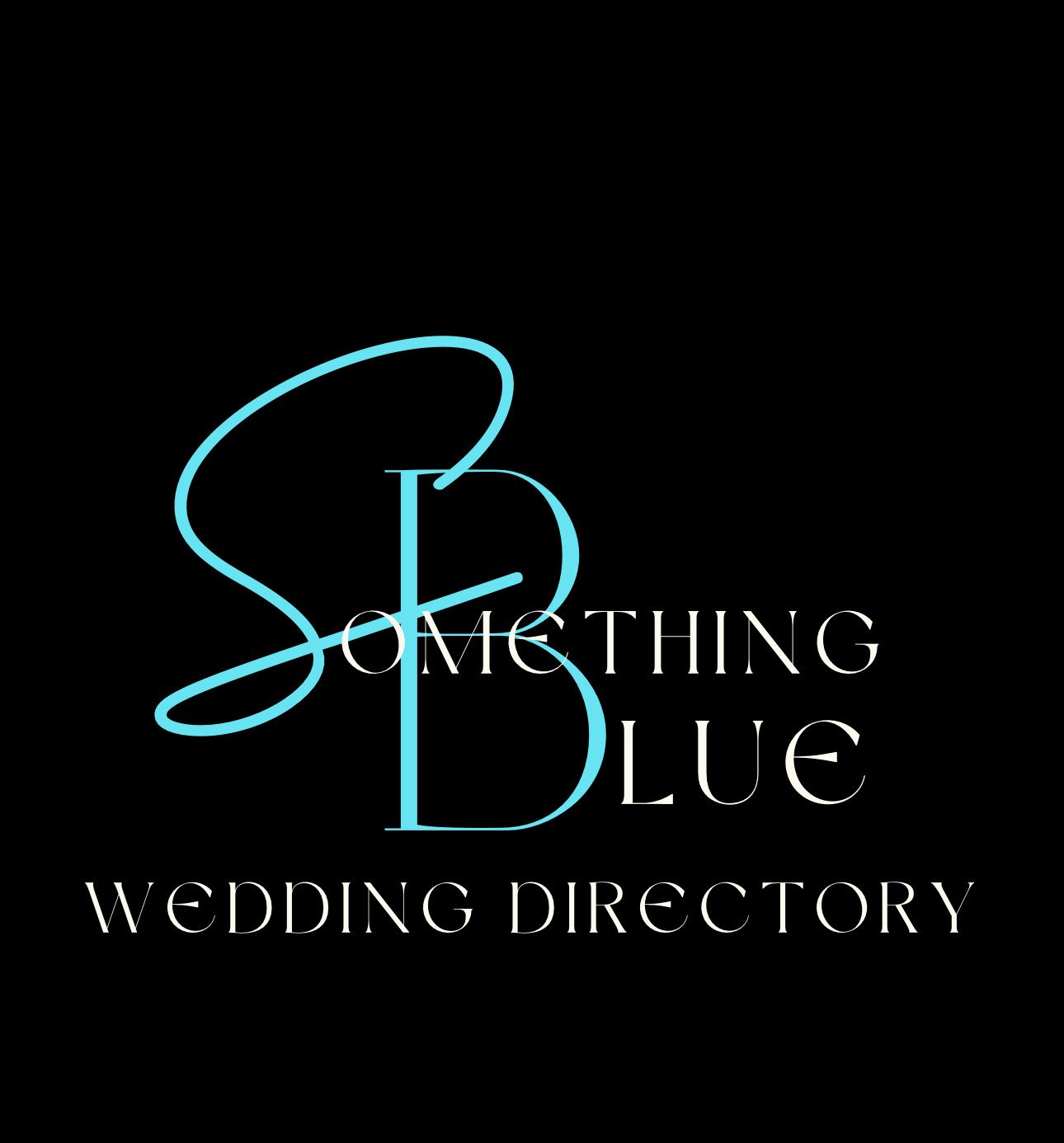 Blue wedding directory logo with elegant design and modern typography. Perfect for finding wedding vendors & inspiration