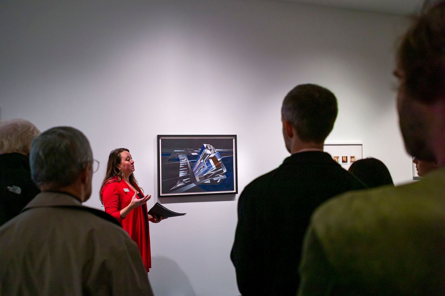 A Docent discusses the architecture of Zaha Hadid’s design of the Contemporary Arts Center