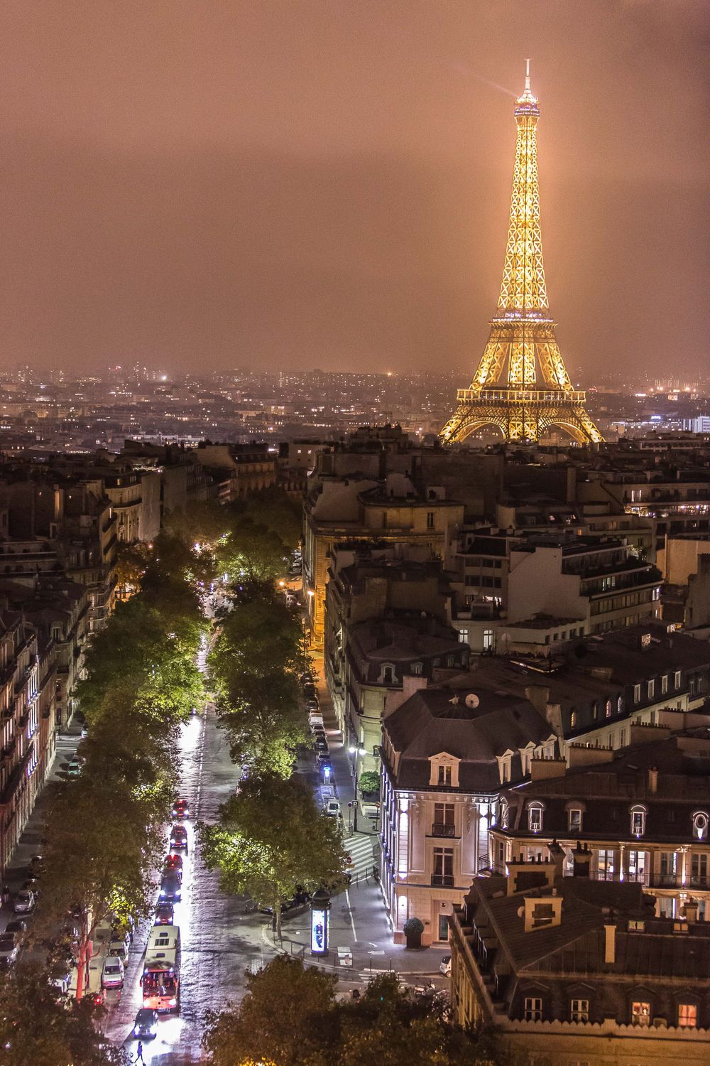 Eifel Tower at night in Paris