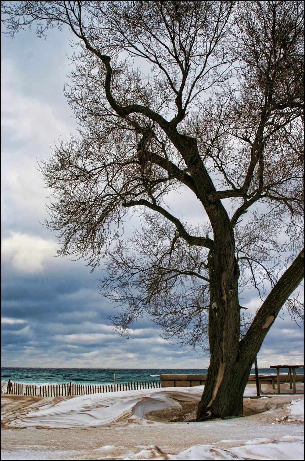 Empire Beach, Michigan  on a snowy morning