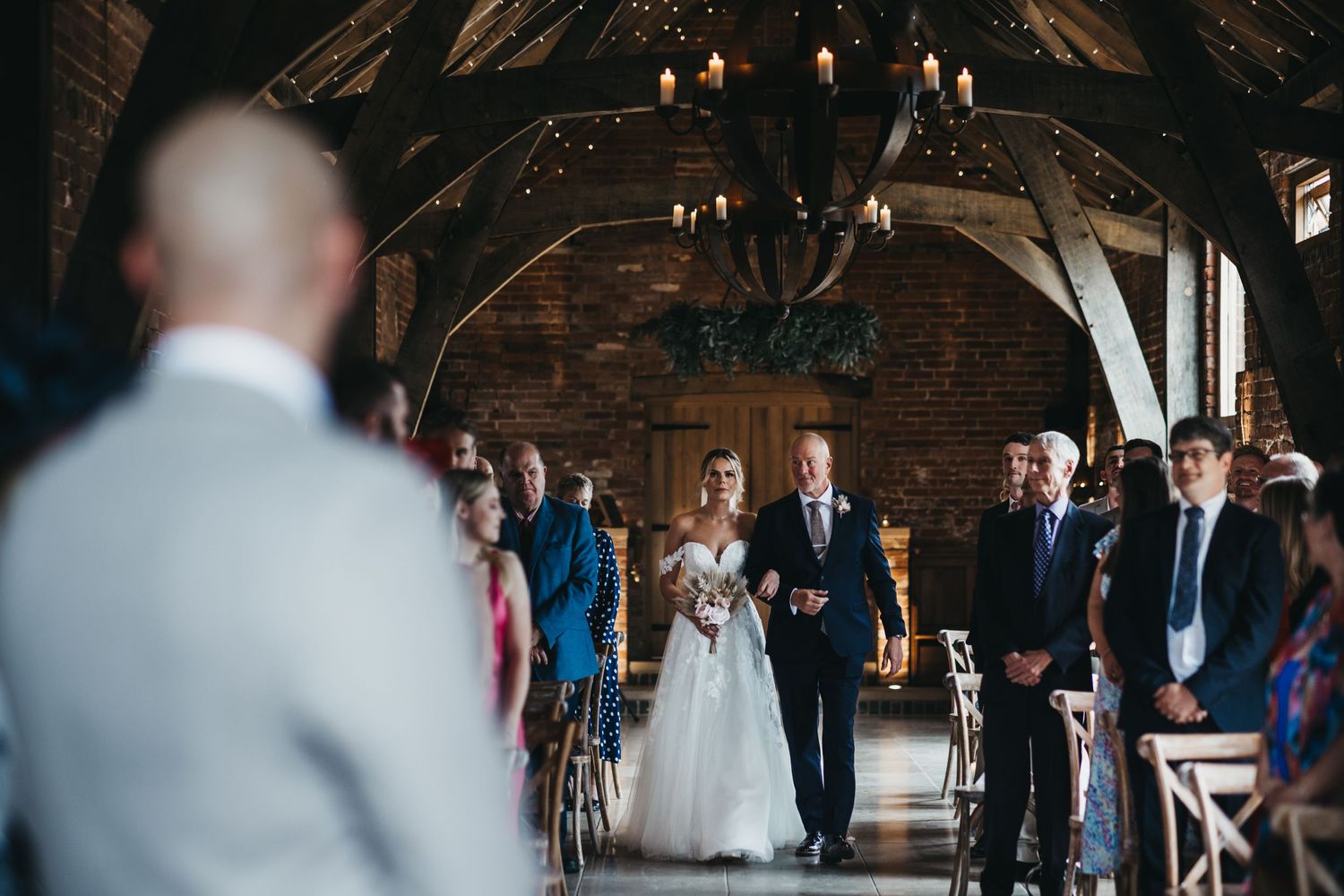 The shot of a bride and her father at Grangefields