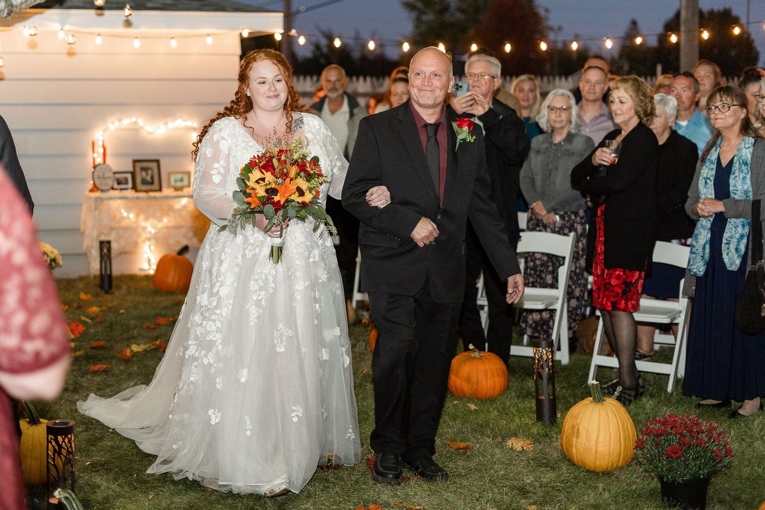 kenosha wedding kenosha bride walking down aisle by grandpa captured by kenosha wedding photographer