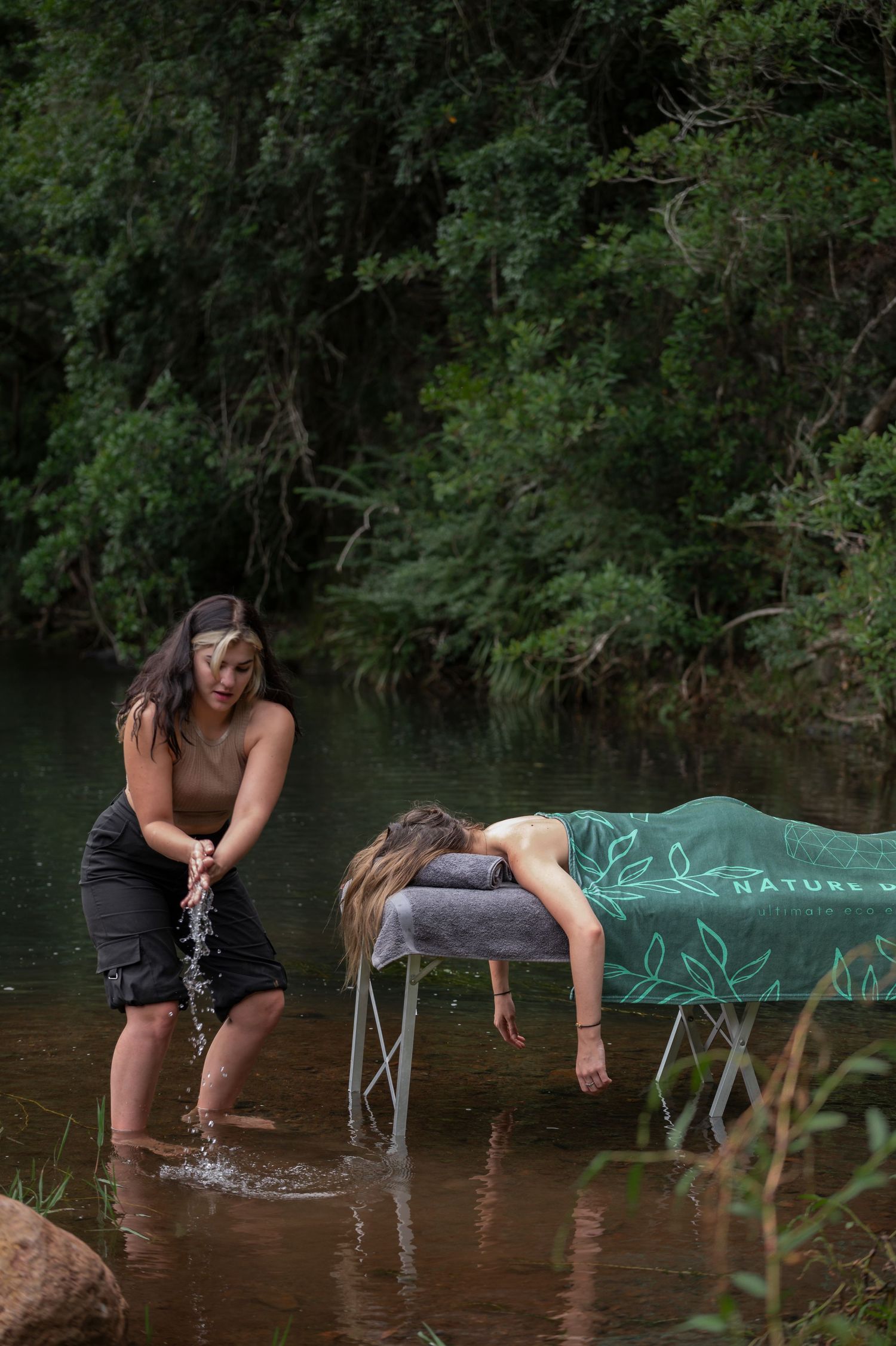 Massage in the water at Nature Domes in the river