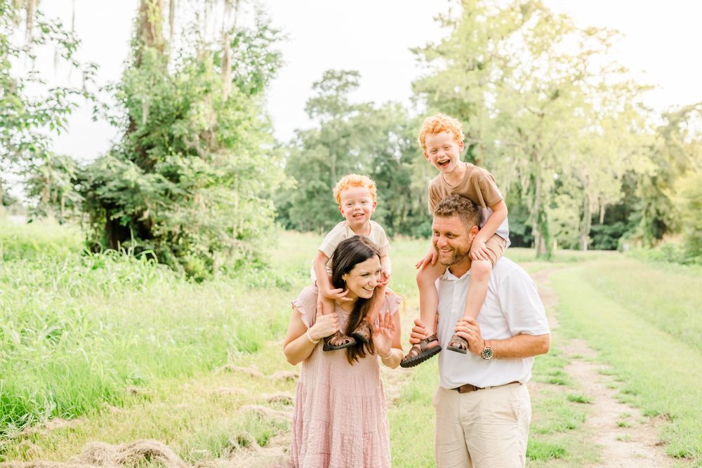Candid family photo of the Brignacs