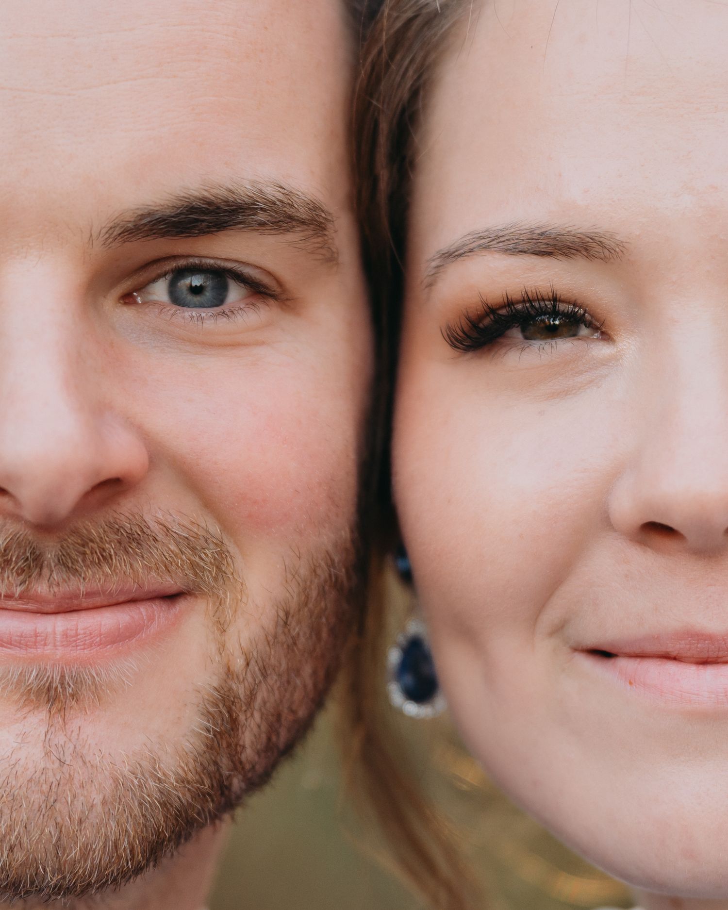 close up of bride and grooms face trend