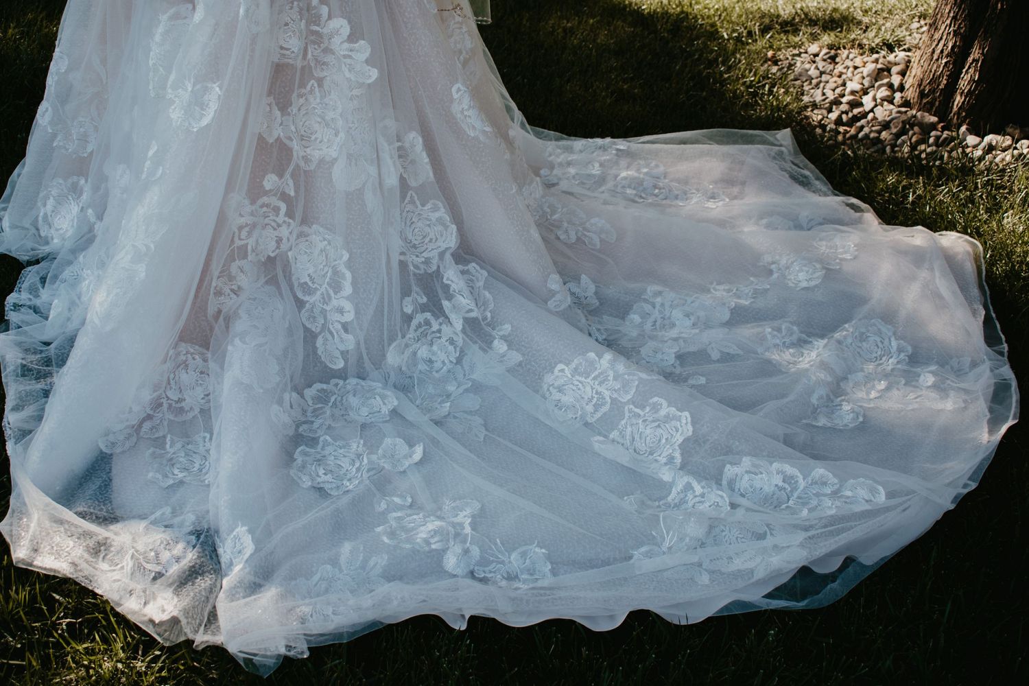 floral train of wedding gown