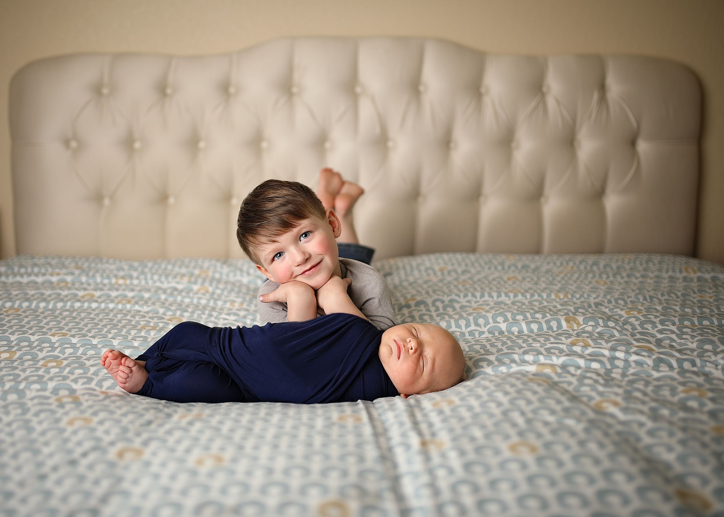 Newborns and big bro in the studio with Woven Hands Photography