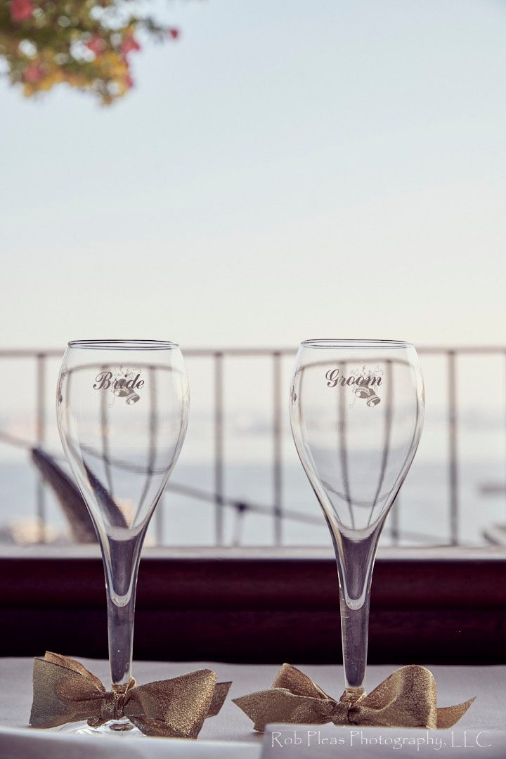 50th wedding anniversary photo of the champagne glasses at the cliff house restaurant
