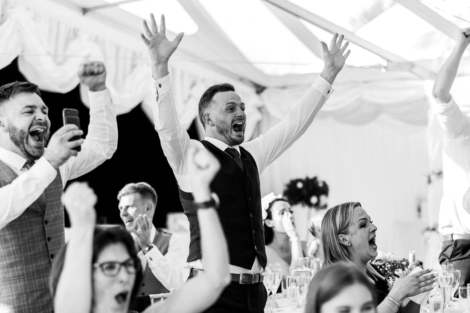 wedding photography loughborough guest celebrating