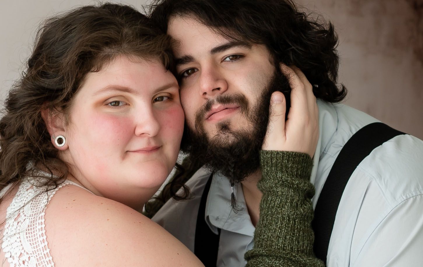 Close up faces of a couple