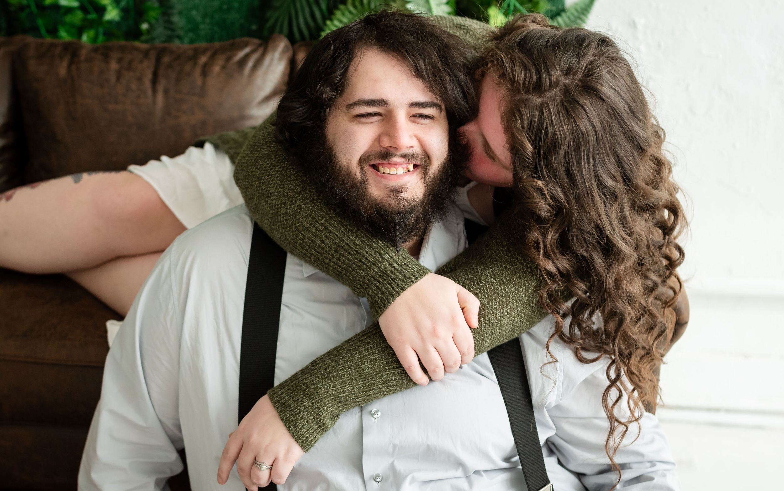 Couple smiling and laughing in an candid moment