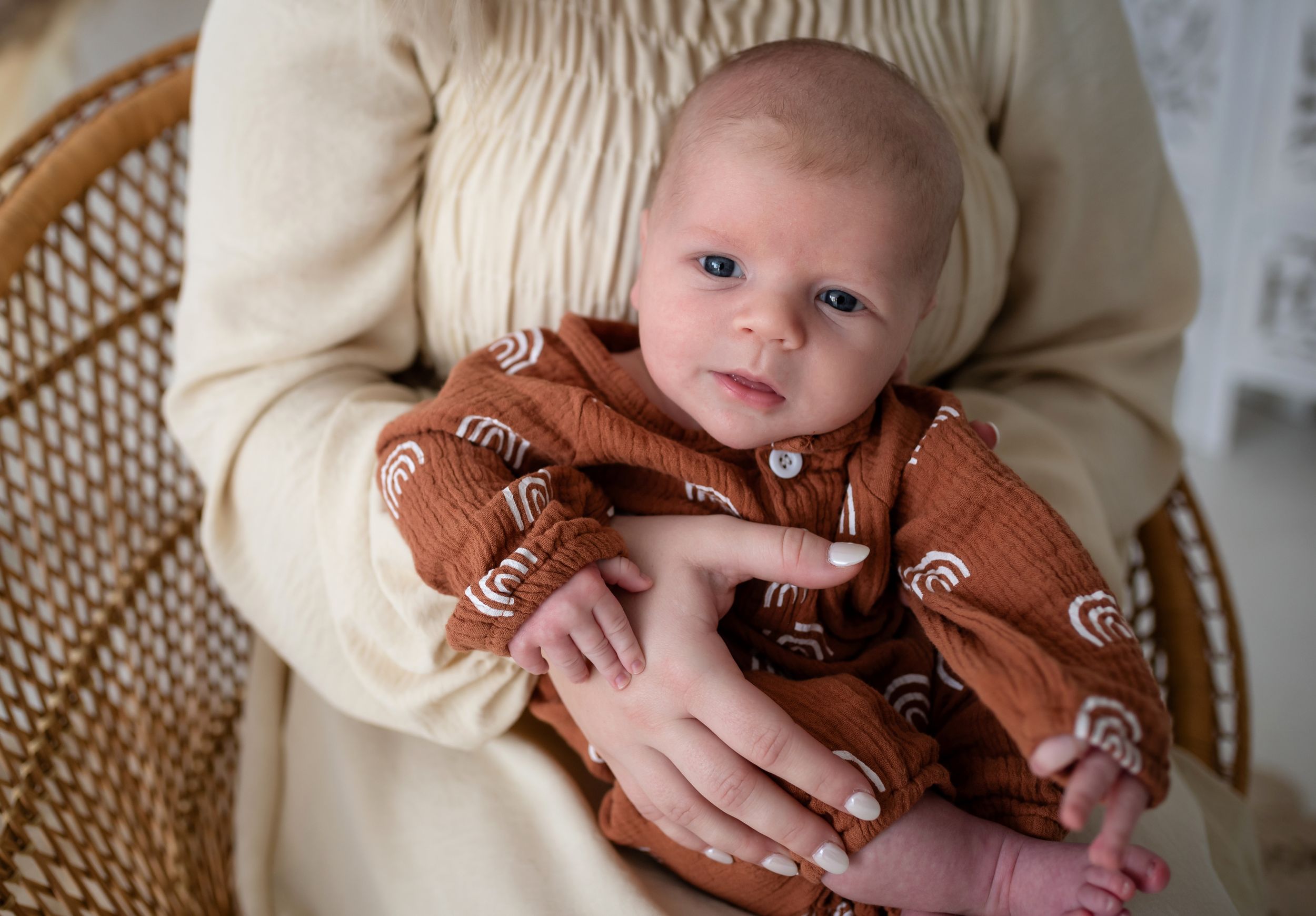 Close-up of baby's face capturing innocence and sweetness