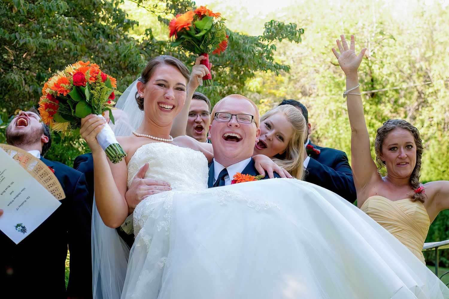 Indianapolis Indiana wedding photographer captures joyful bridal party by Jayme Riggleman Photography