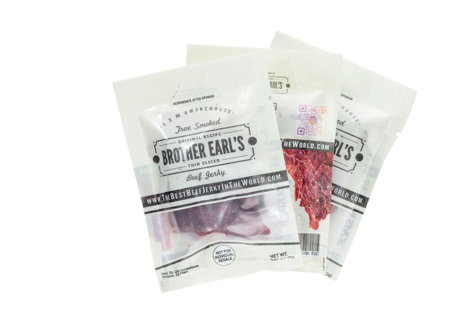 Clear plastic food storage bags arranged in a row.