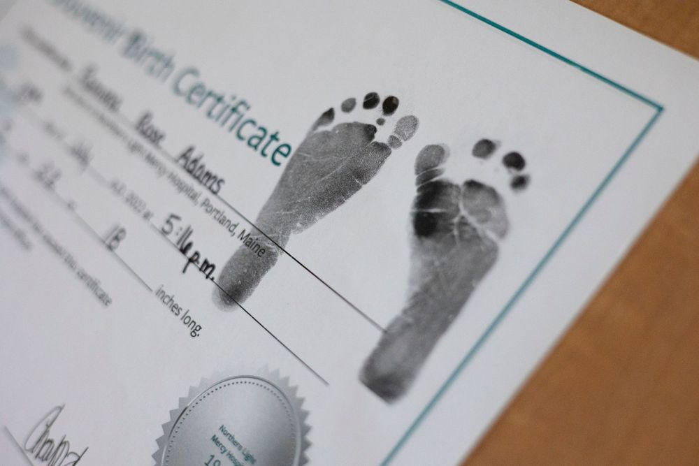 Newborn footprints