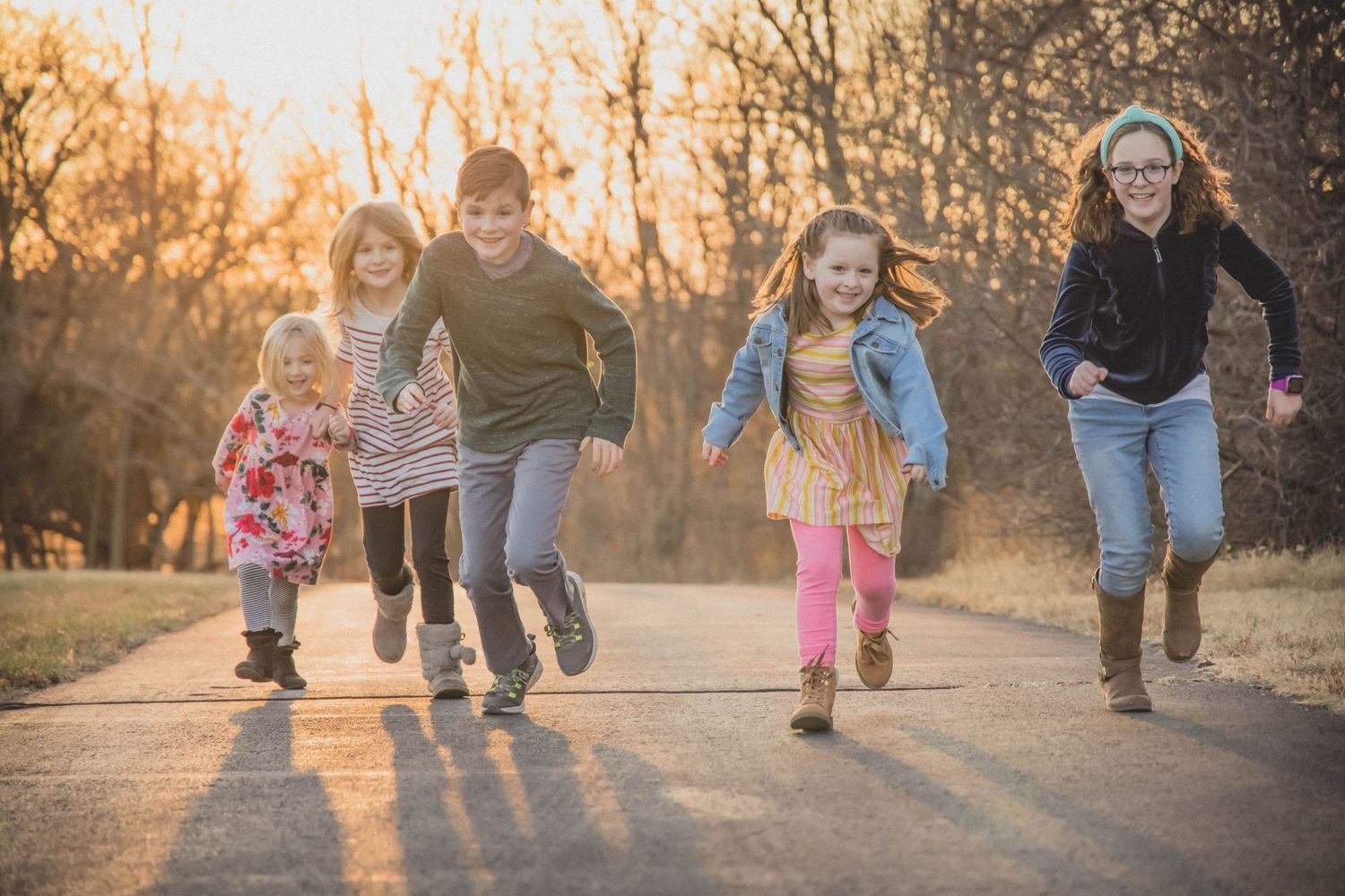 Kids running in the sunset Cara Dawn Photography