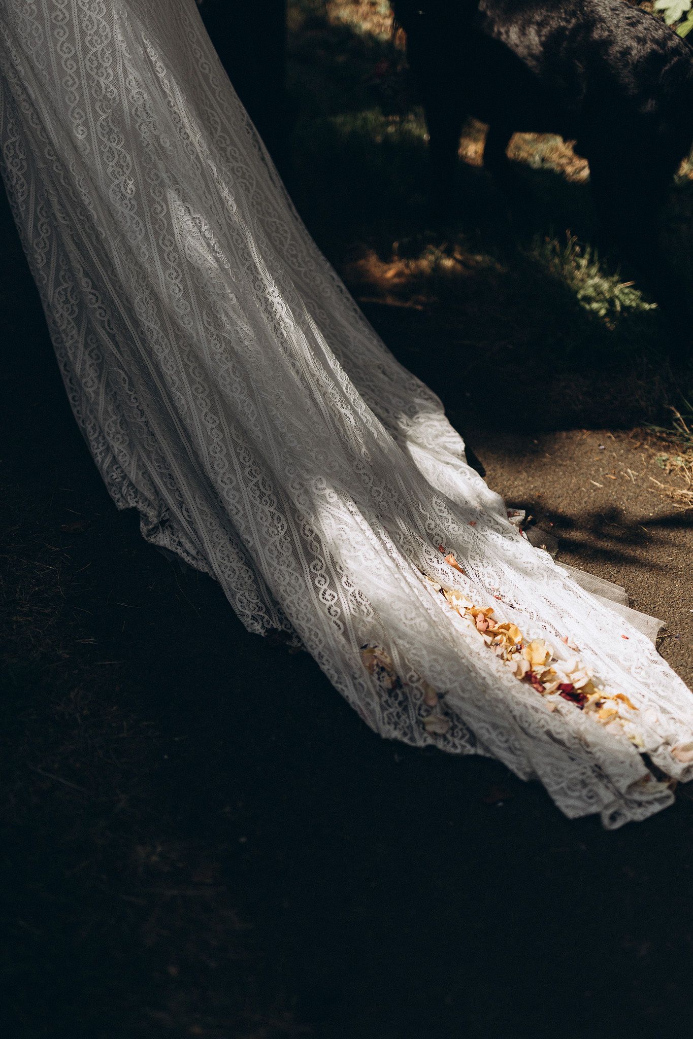 Documentary-style wedding photography of the brides wedding dress details