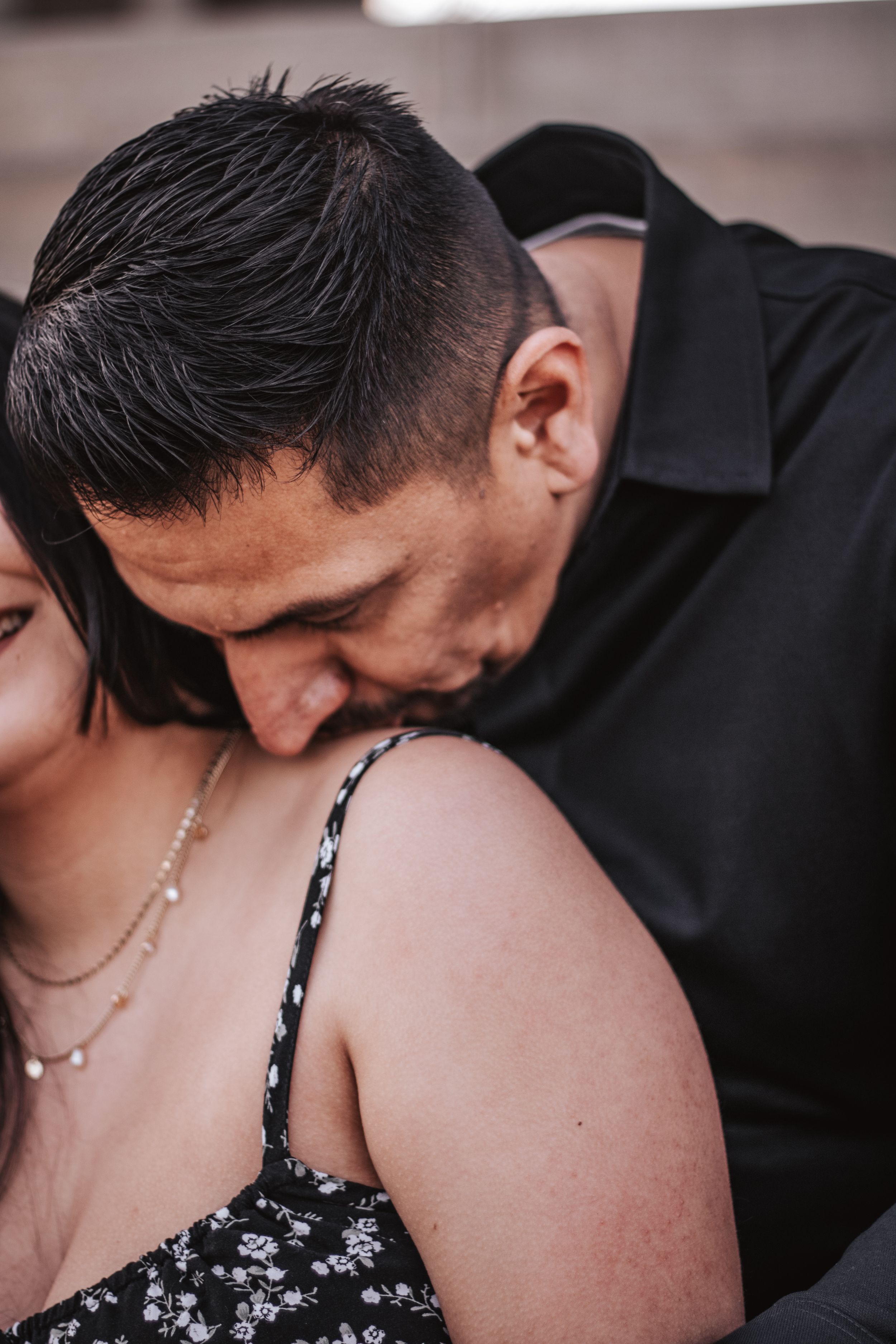Intimate close-up shots showing tender moments and gentle touches.