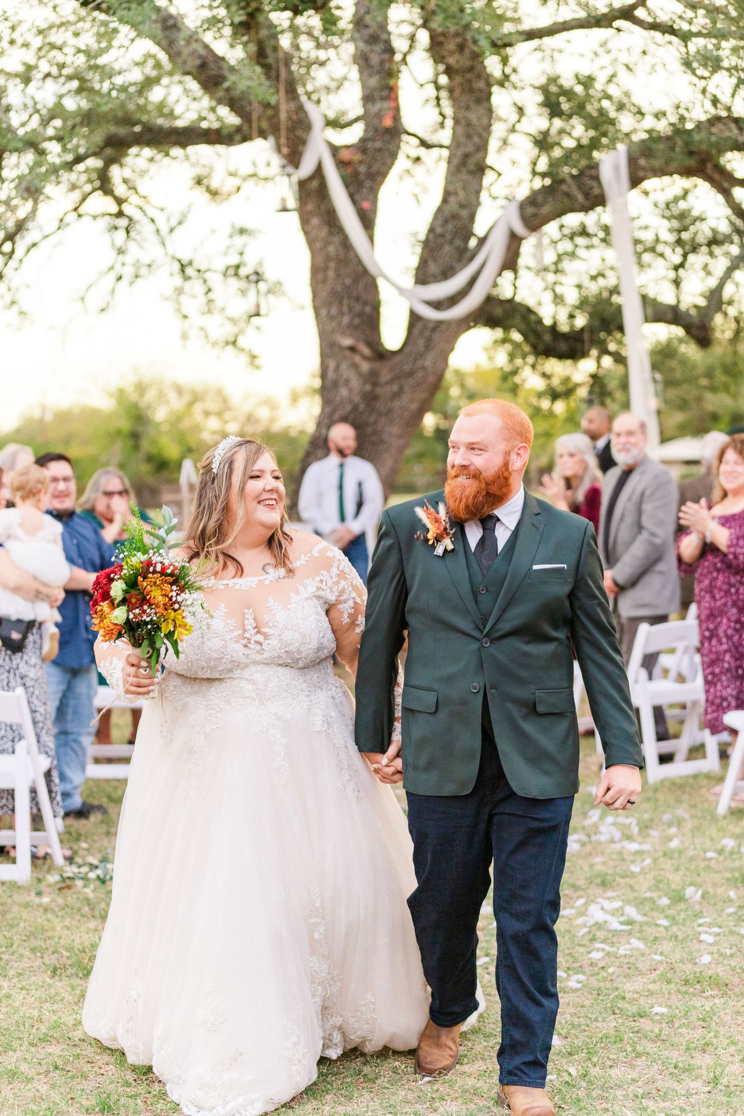 bride and groom recessional down the aisle