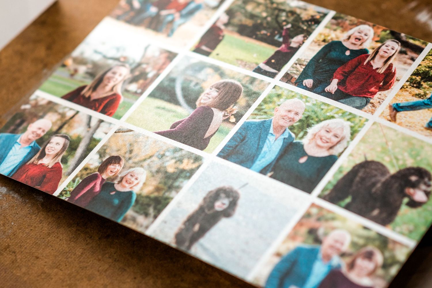 Photo collage layout showing multiple family pictures arranged in grid format.