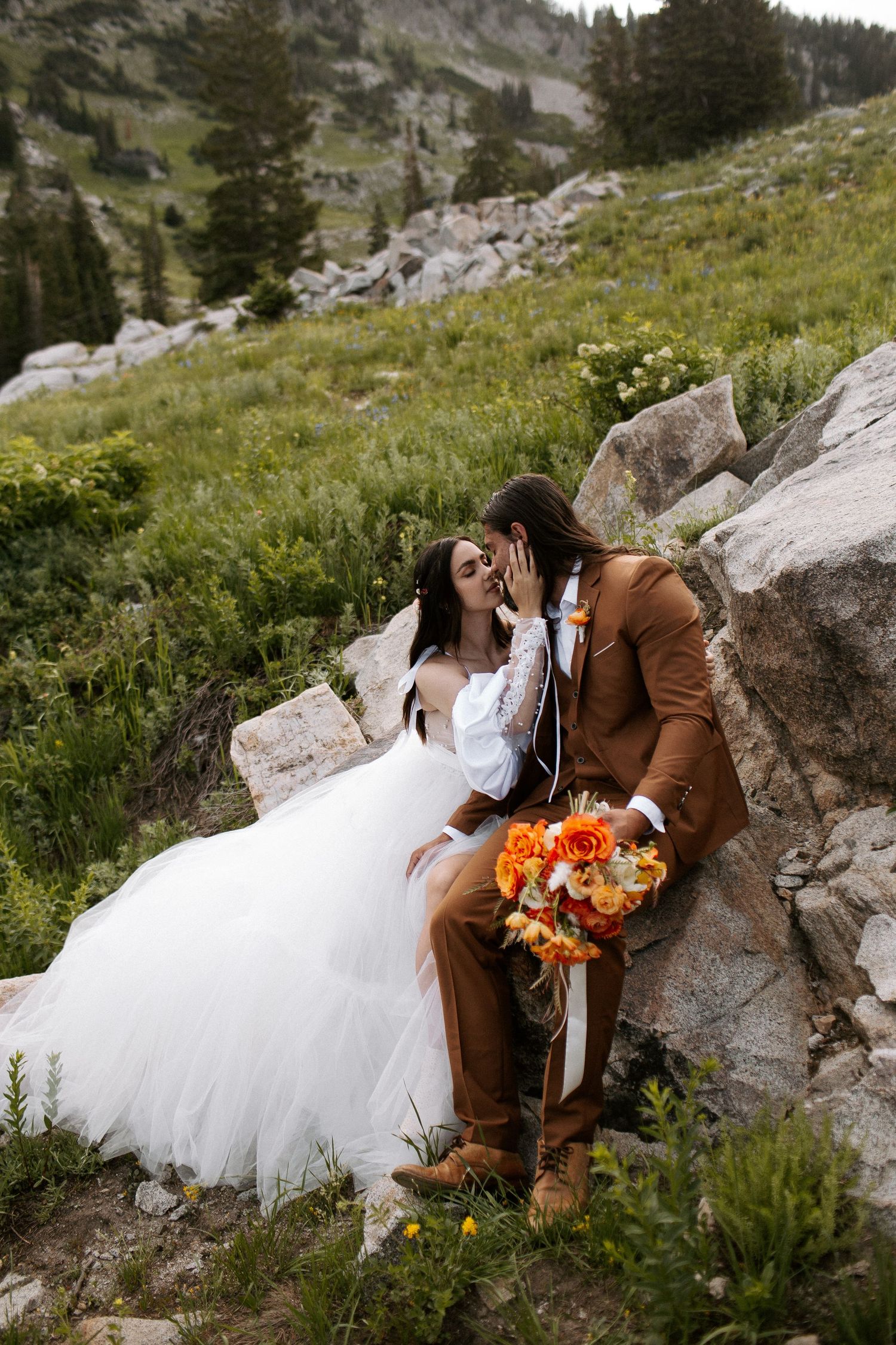Adventure elopement intimate wedding Utah Albion basin wildflowers sunrise storytelling Rebekah sage Rocky