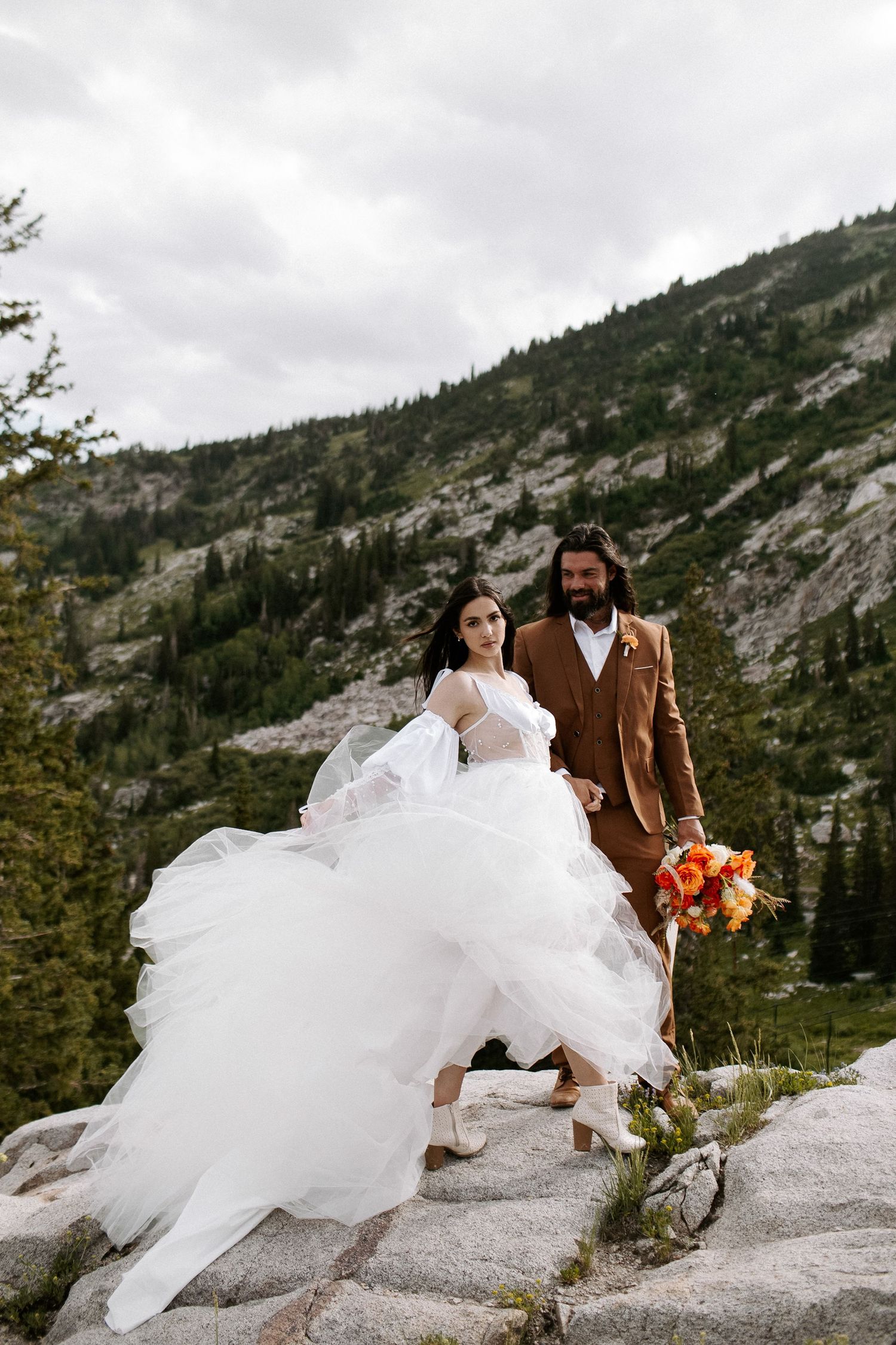 Adventure elopement intimate wedding Utah Albion basin wildflowers sunrise storytelling Rebekah sage Mountain windy