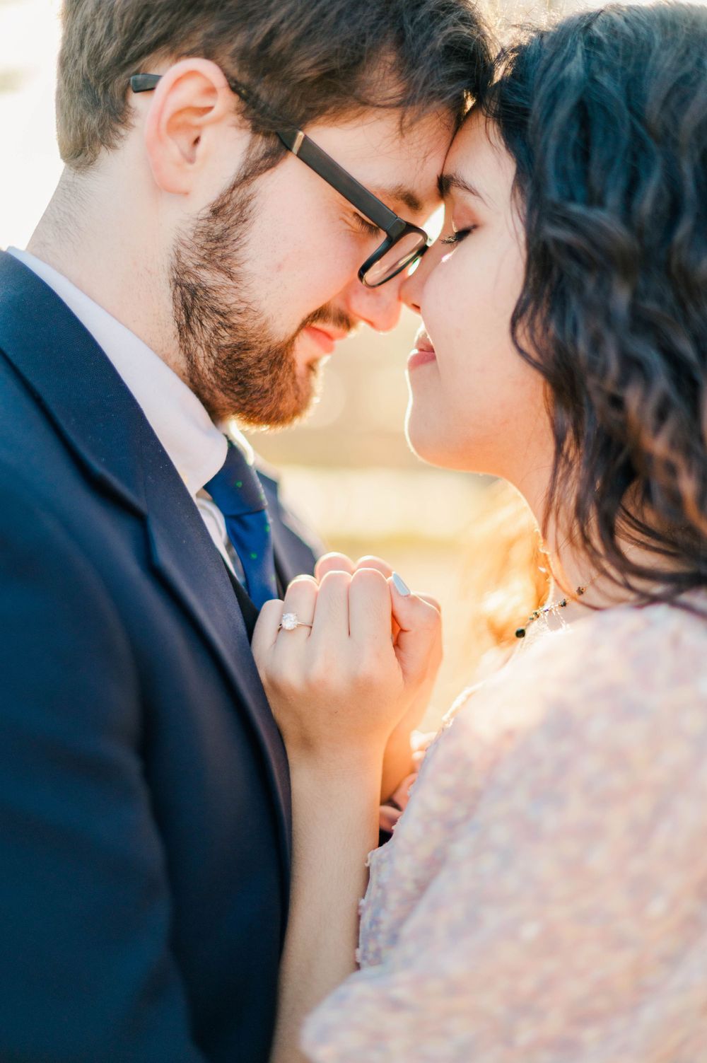 Spring time engagement session for Catholic couple at Myriad Gardens and Downtown Oklahoma City, OK.