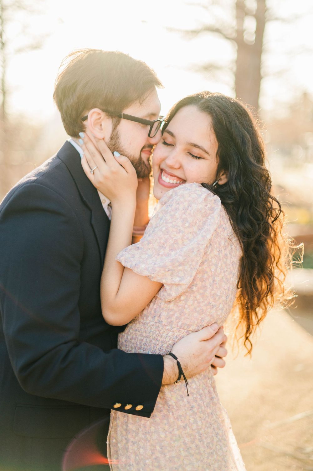Spring time engagement session for Catholic couple at Myriad Gardens and Downtown Oklahoma City, OK.