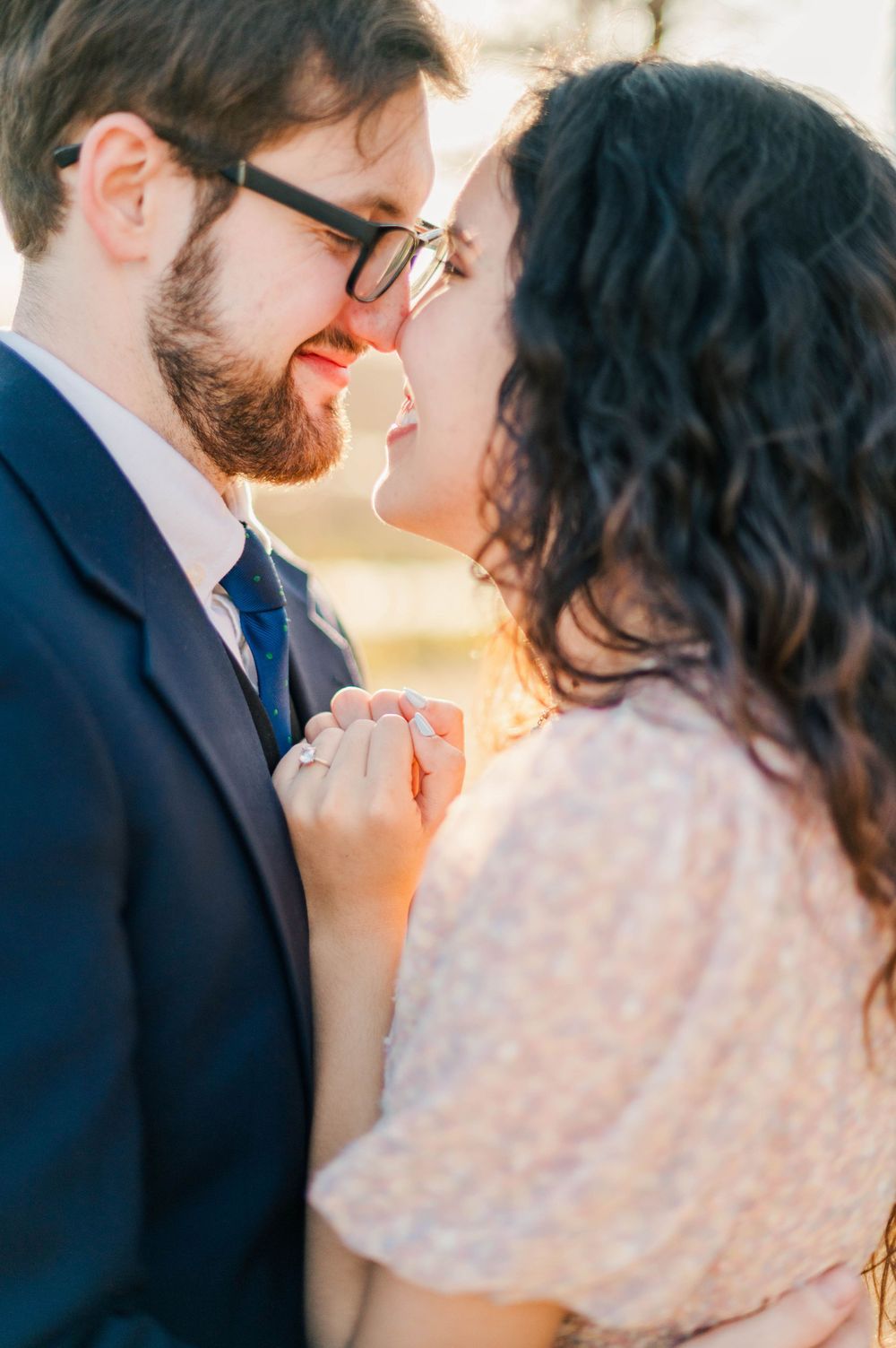 Spring time engagement session for Catholic couple at Myriad Gardens and Downtown Oklahoma City, OK.