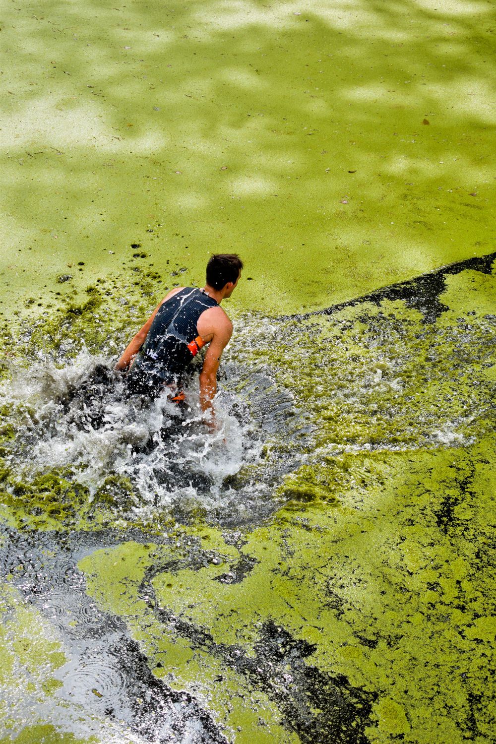 homem a  correr na prova de triatlo (Xterra) evento desportivo, realizado na golegã, Portugal, todos os anos.