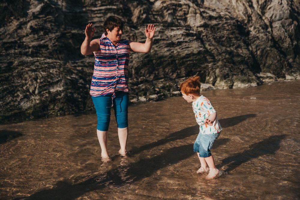 Jumping in the sea with nanny