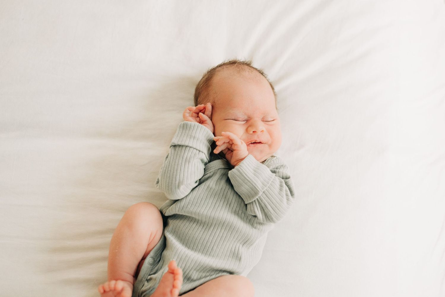 newborn portrait during lifestyle newborn session in Frisco, TX