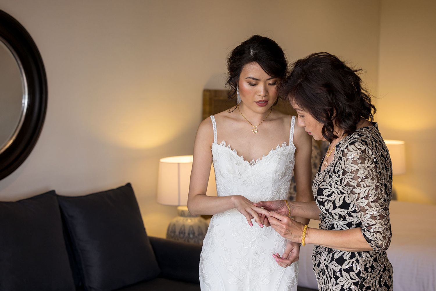 Bride and her Mum during her Dress fit before her wedding at De Bortoli Rutherglen Estate captured by Jason Robins