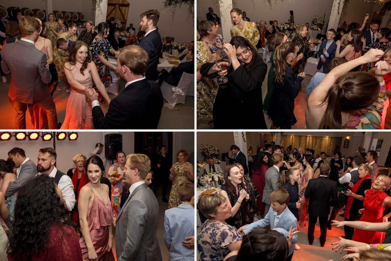 Guests dancing at a wedding reception at De Bortoli Rutherglen Estate
