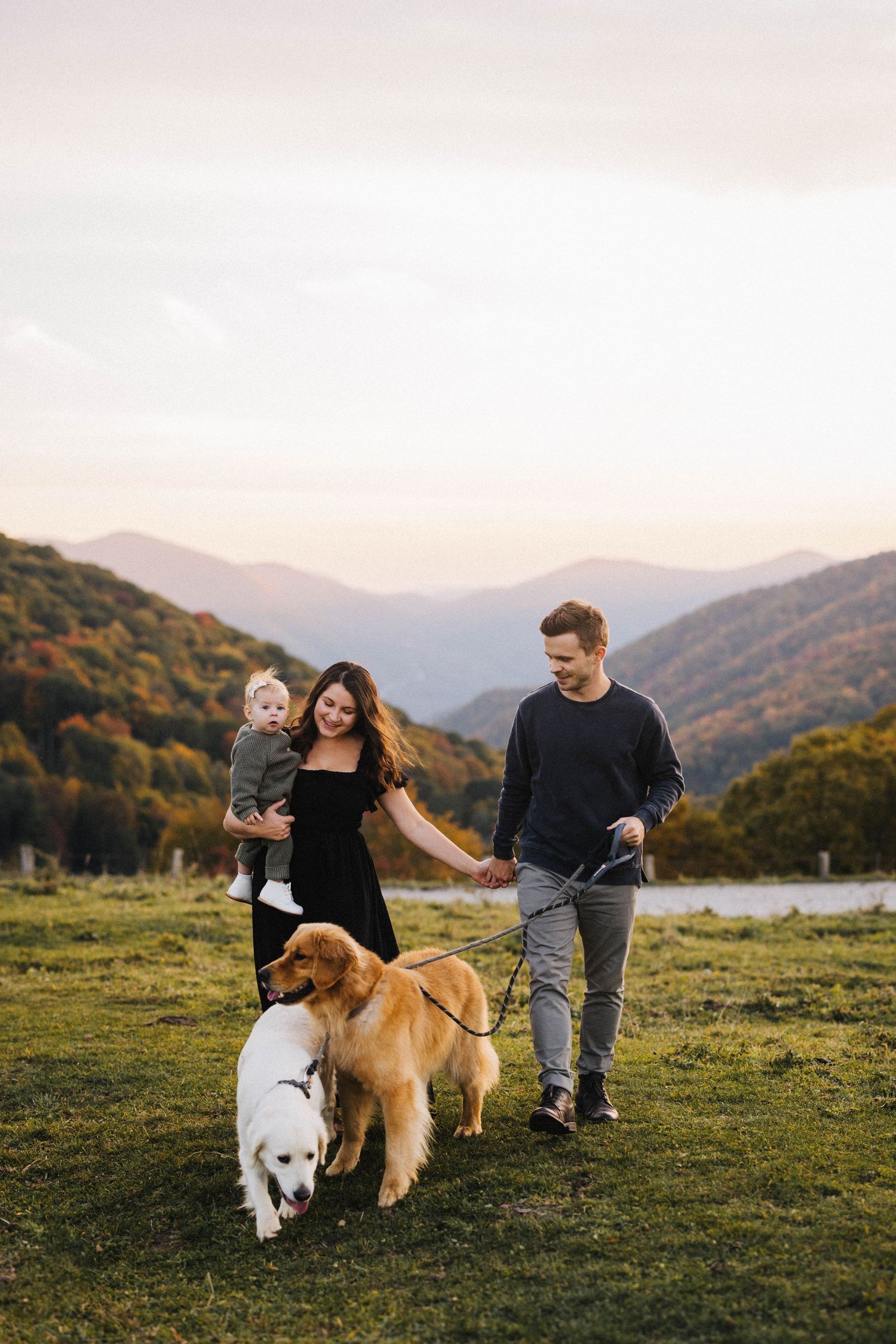 Asheville NC photographer for family candid photos in the mountains with dogs