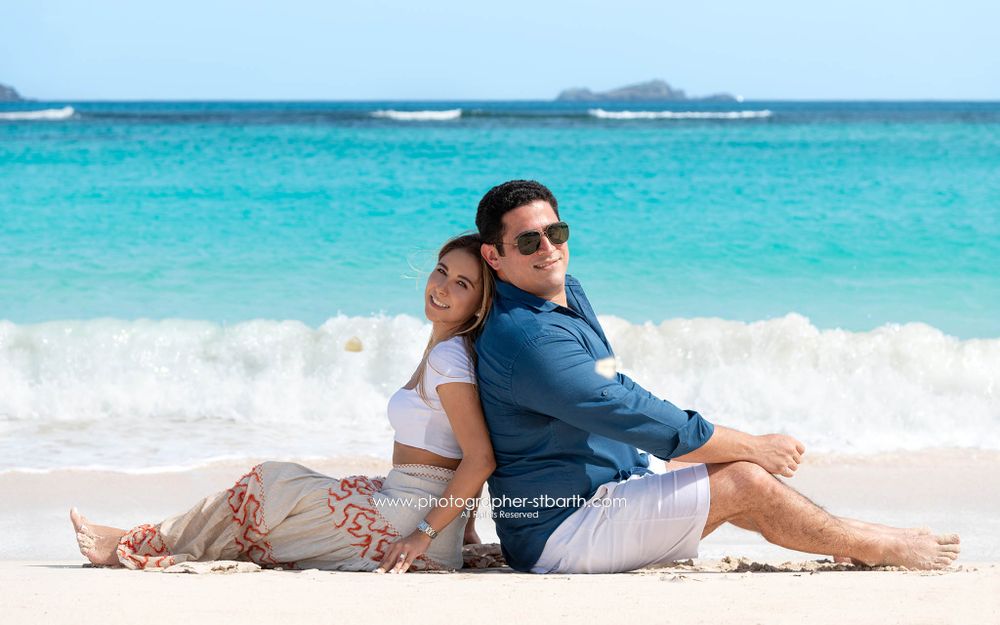 Proposal photography session on a St Barth's beach