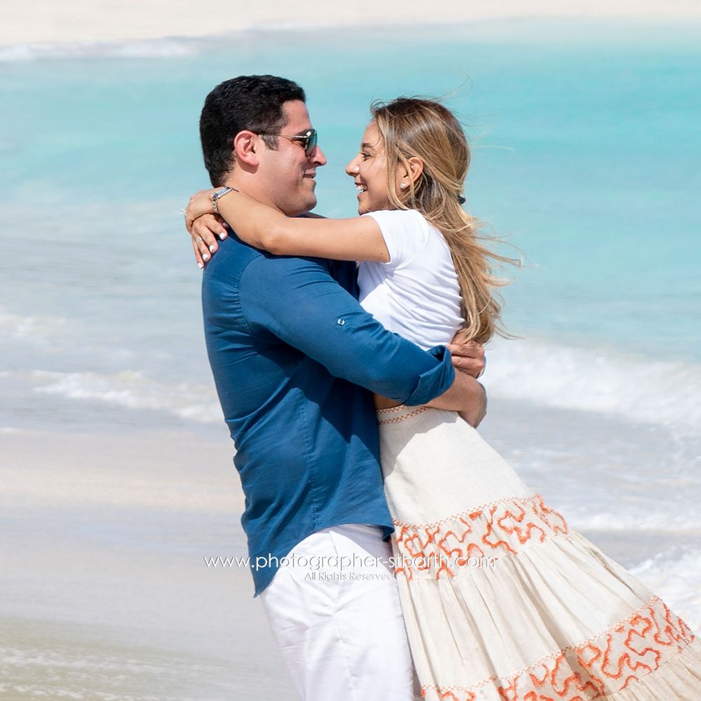 Proposal photography session on St Barth's beach