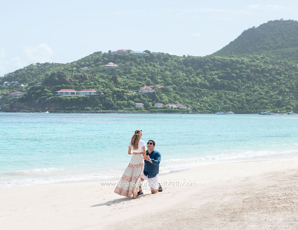 Proposal photographer St Barth's beach