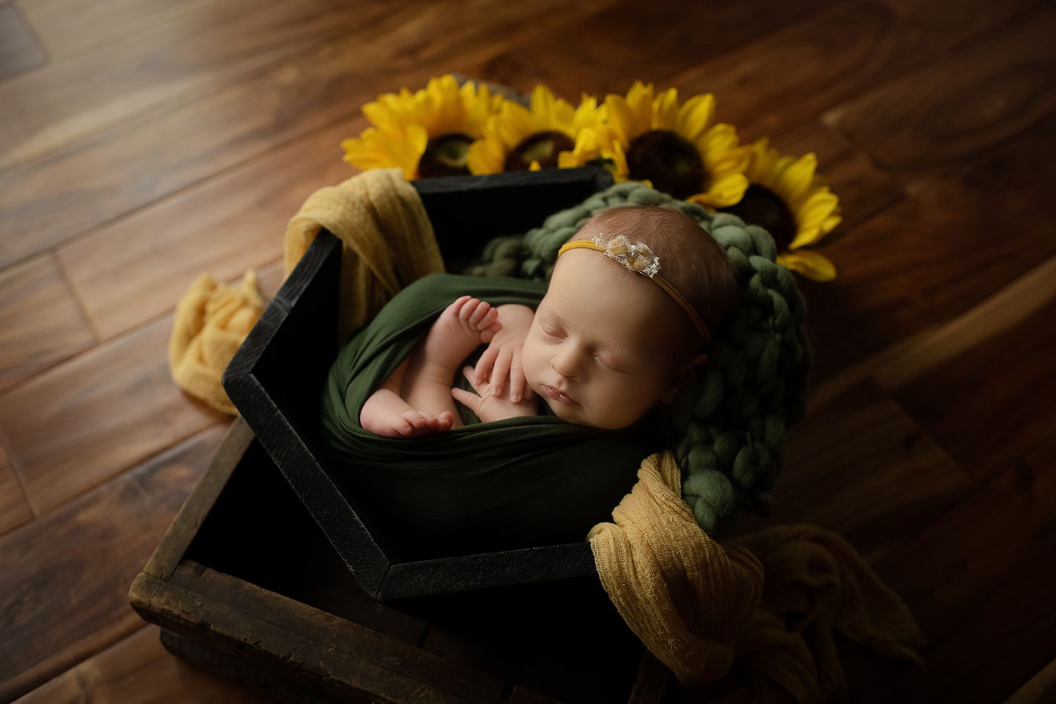 Studio newborn session mariposapix in manheim pa baby sibling sunflower