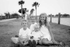 Kiawah Island family children foreground and parents behind
