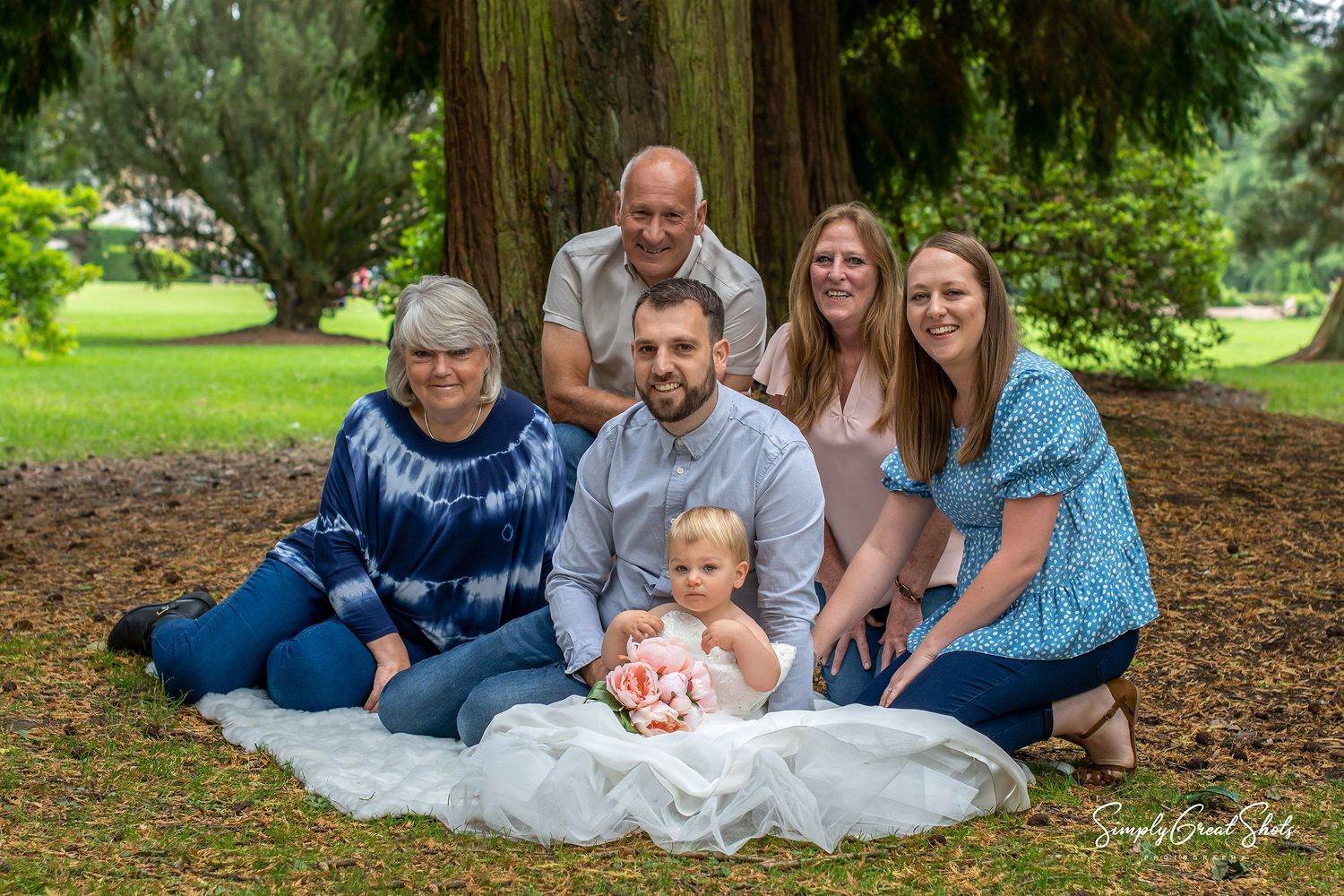 Family portrait photography with three generations of ladies present