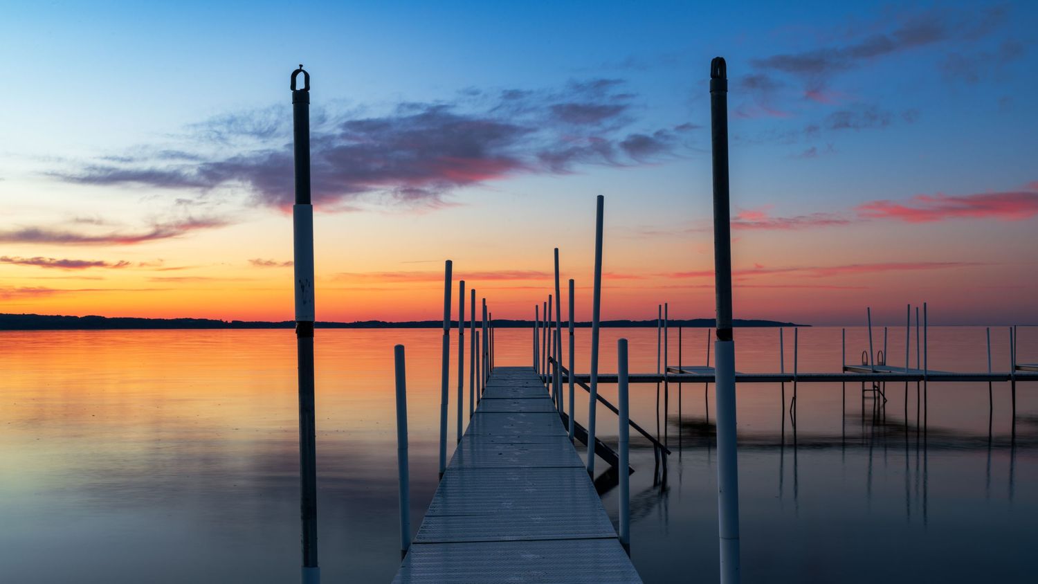 Calming Sunset on the Dock - East Arm, Grand Traverse Bay - Traverse City, Michigan