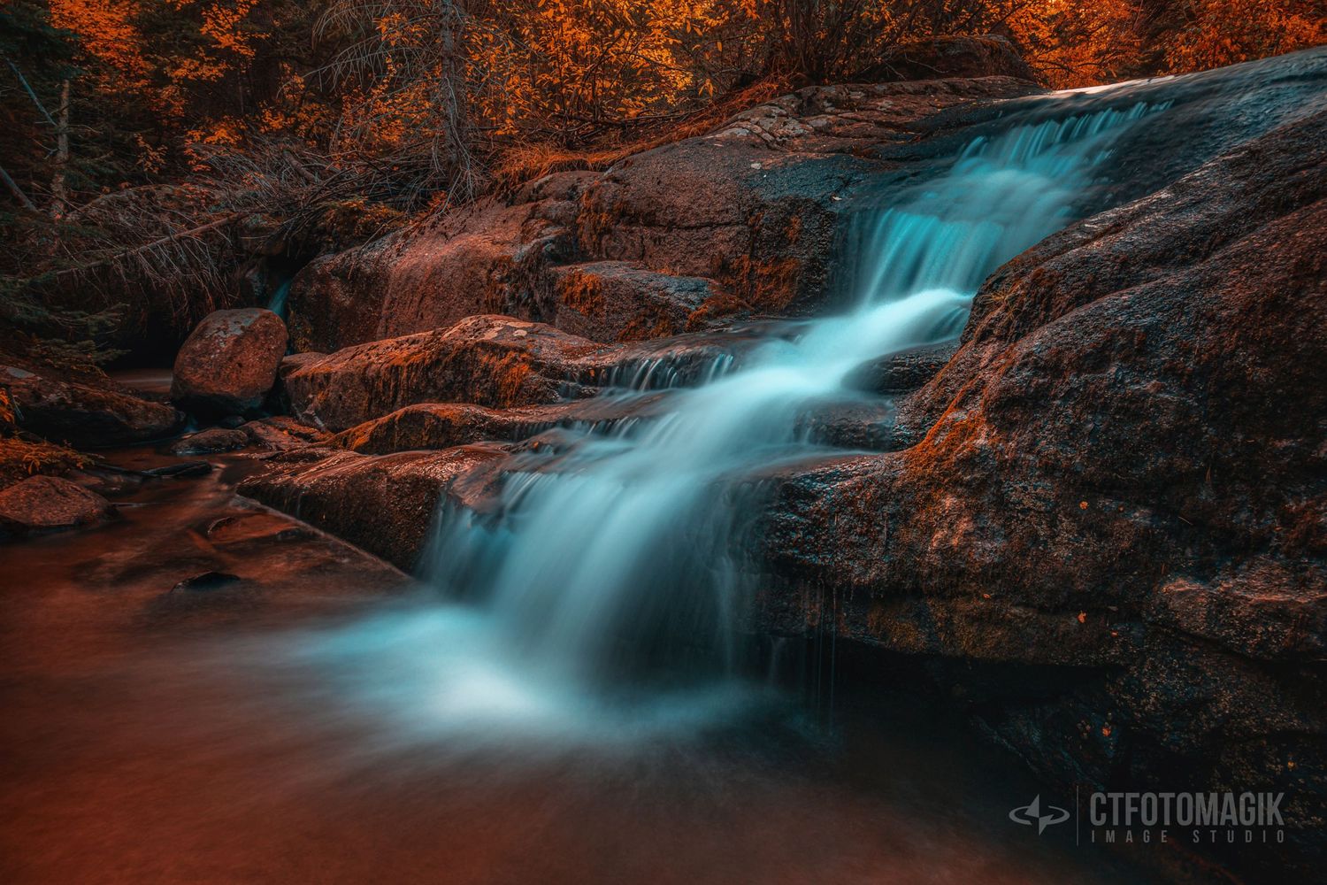 hidden forest cascade waterfall landscape sunset rural photo photography photographer northern colorado fine art nature