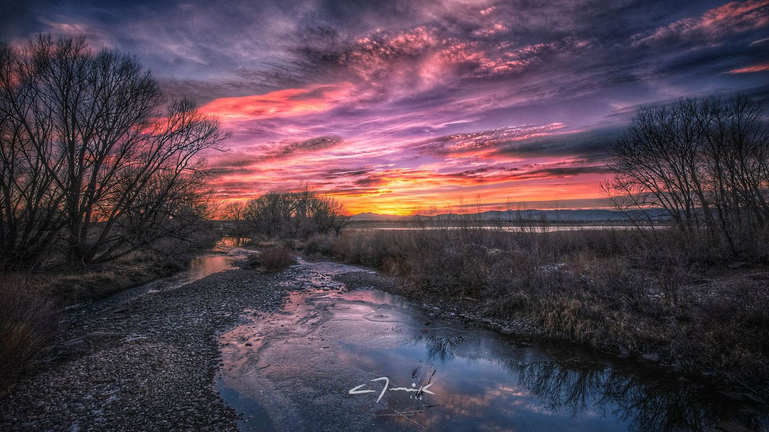 frozen poudre river landscape sunset rural photo photography photographer northern colorado fine art nature